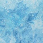 an abstract painting of blue and white colors